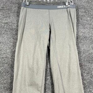 Nike Pro Pants Womens Large Gray Workout Activewear 18" Inseam Training